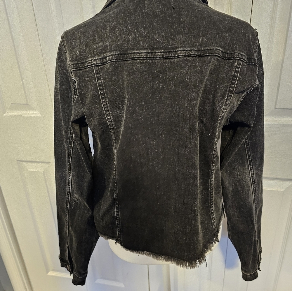 Risen Black Distressed Denim Jacket - Picture 3 of 4
